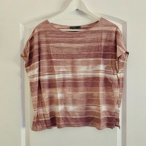 Vince distressed cropped oversized stripe tee